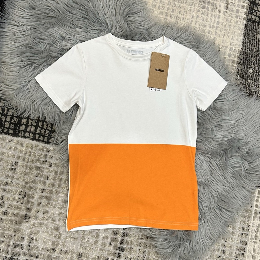 REIMA Youth Aksila Orange & White Color-block‎ T-Shirt Size 11Y UPF 40